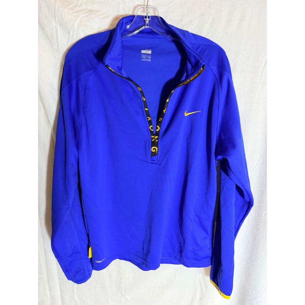 Nike Livestrong Mens Large Royal Blue 1/4 Zip Pullover Running Shirt Nike Fit
